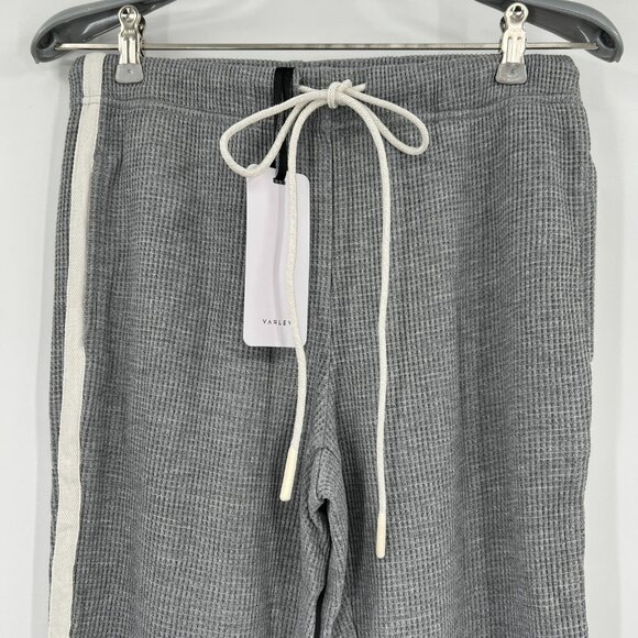 Varley Kelvin Jogger Lounge Pants Waffle Knit Gray Marled/White Side Stripe XS - Picture 2 of 9